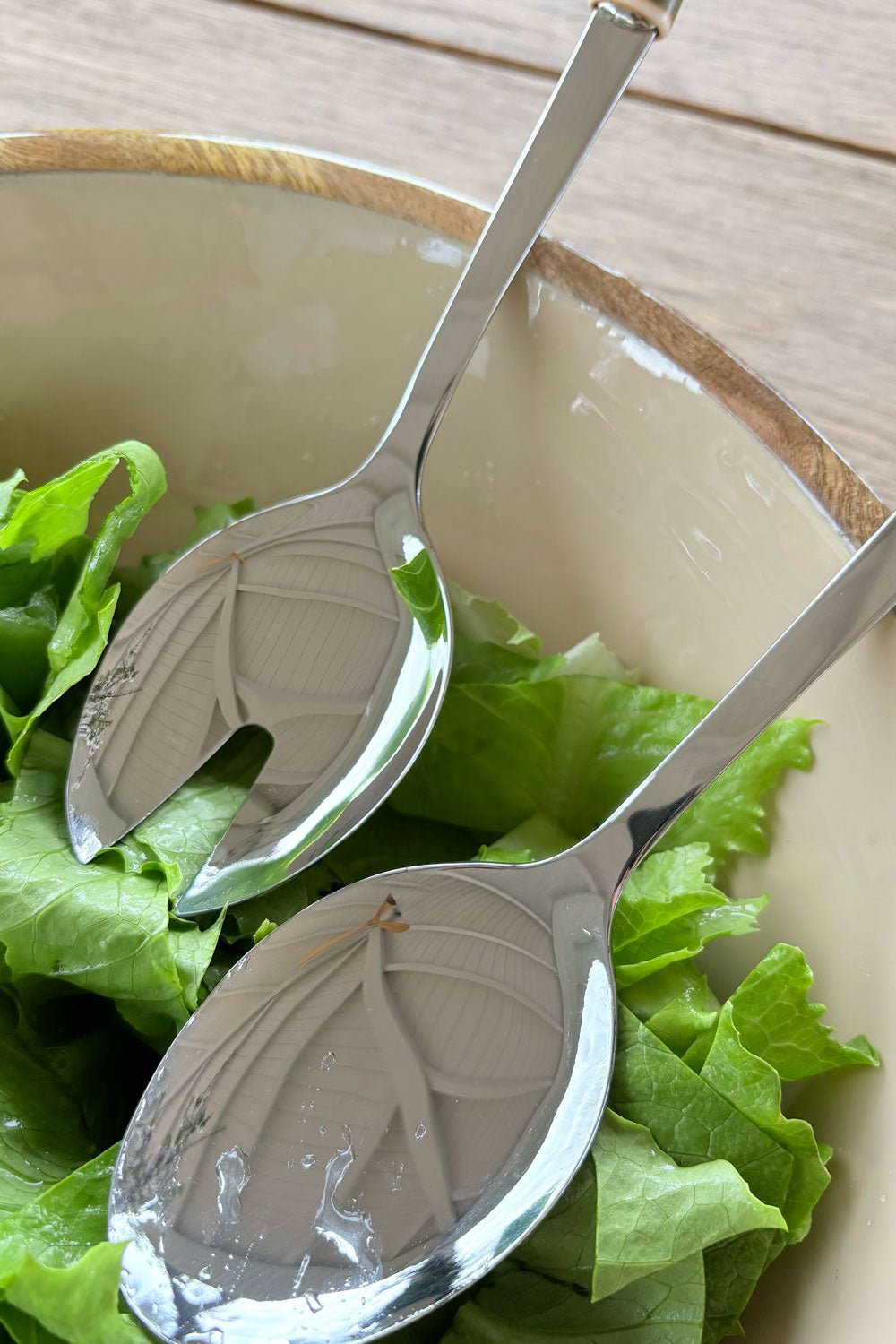 Couverts de service design bambou vert