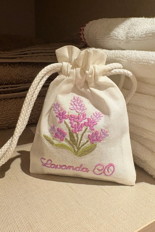 Bolsa Con Aroma A Lavanda De Algodón Bordada Cristina Oria 