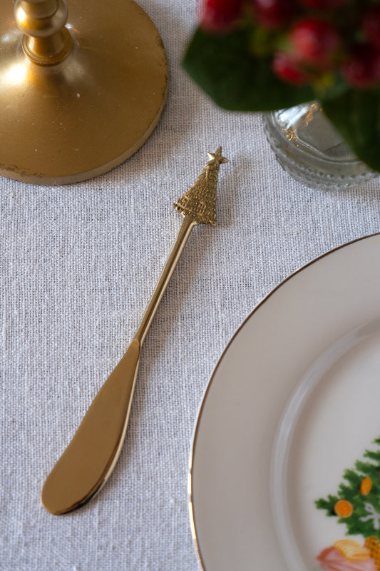 Cuchillo Foie De Bronce Con Diseño De Árbol De Navidad Cristina Oria