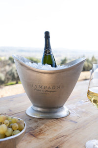 Champanera Plateada Ovalada Con Diseño "Champagne" Cristina Oria