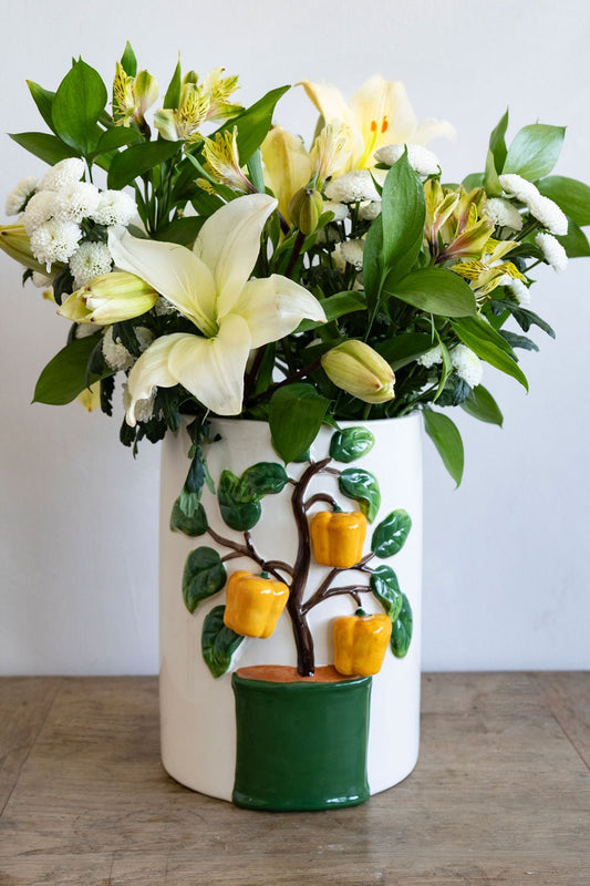 Jarrón Diseño Plantas De Pimiento Amarillo Cristina Oria