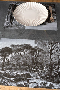 Detalle Mesa Individual Rectangular Diseño Paisaje Blanco Y Negro Cristina Oria