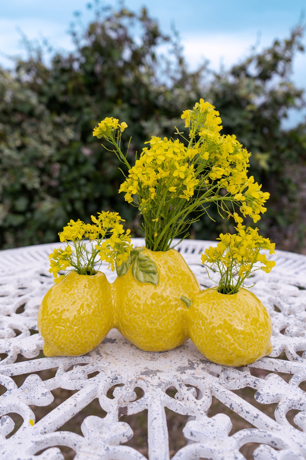 Jarrón De Cerámica Con Diseño De Tres Limones Cristina Oria