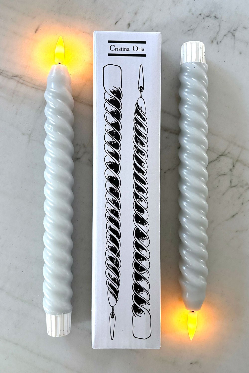 Conjunto de 2 velas LED com design em espiral cinza CO