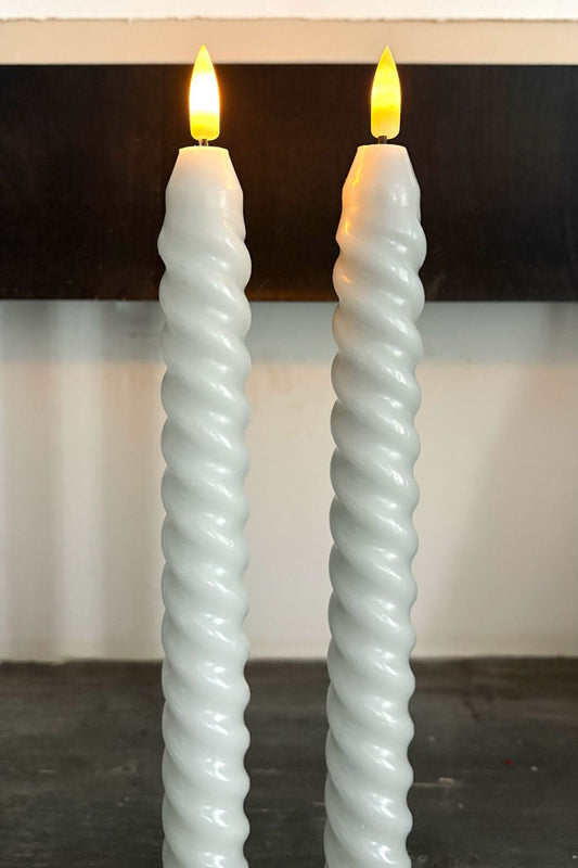 Set De 2 Velas LED Con Diseño En Espiral Grises CO