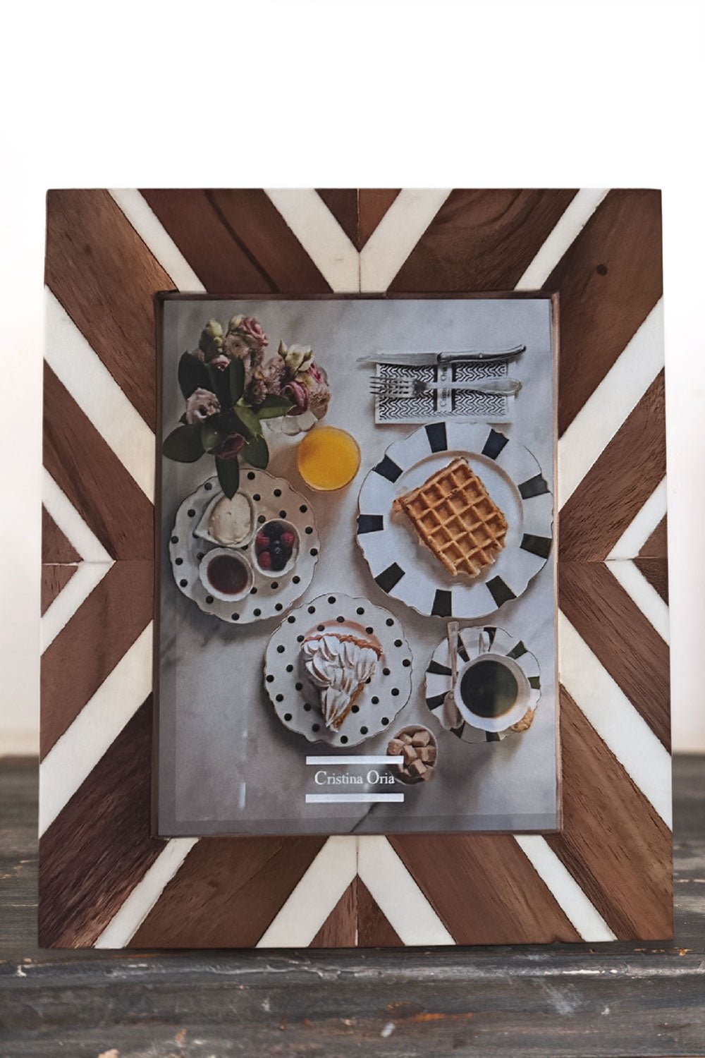 Marco De Fotos De Madera Blanco Y Marrón Grande