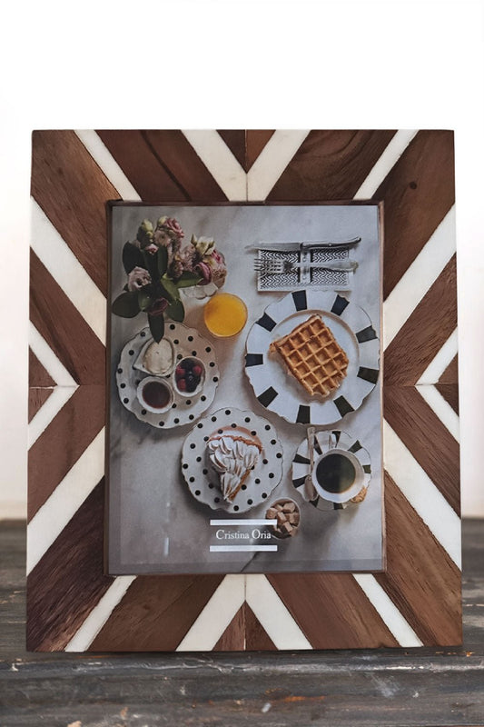 Marco De Fotos De Madera Blanco Y Marrón Grande