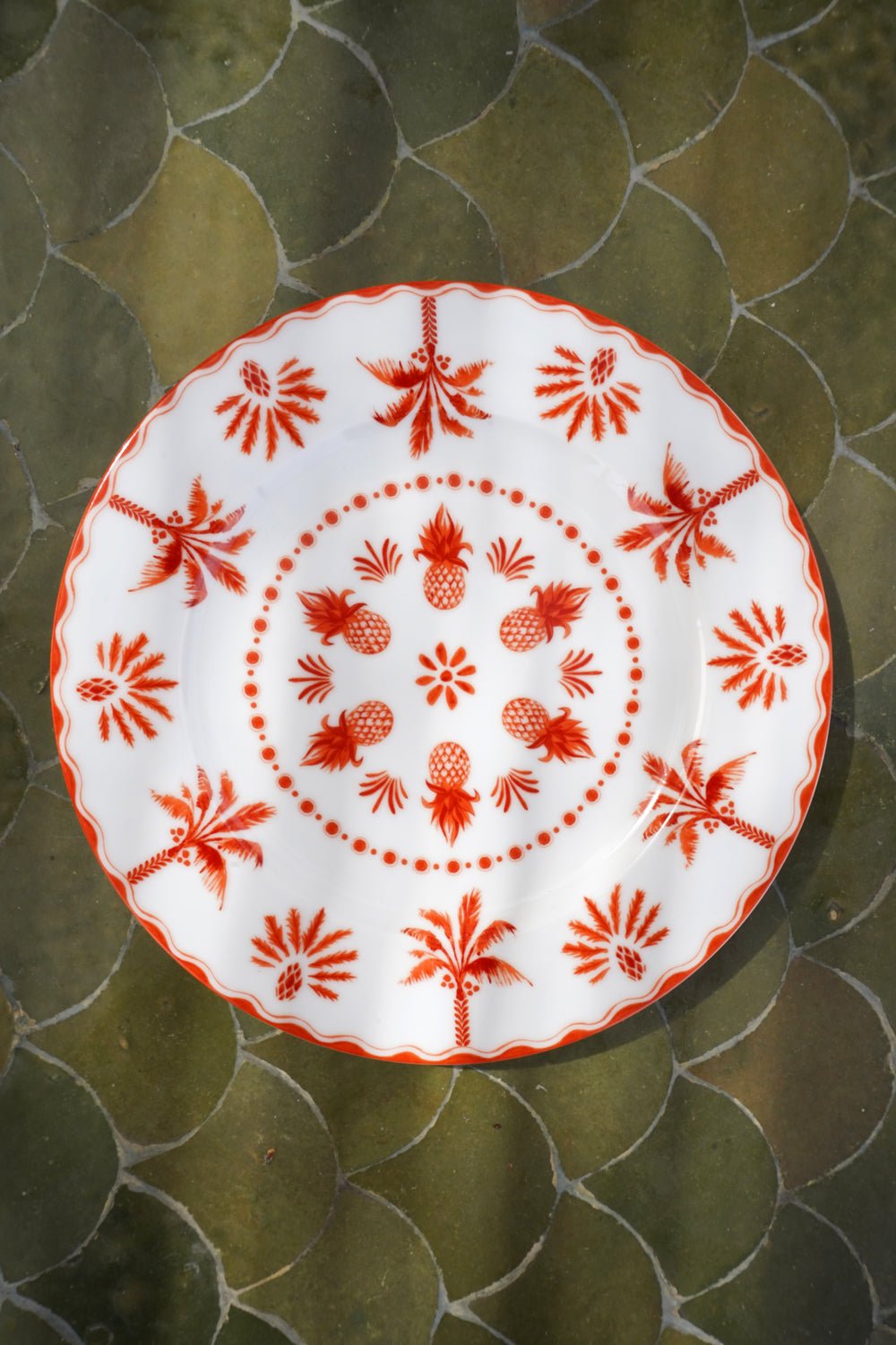 Platos de Postre de Porcelana Diseño Exotic Vibes detalle piñas