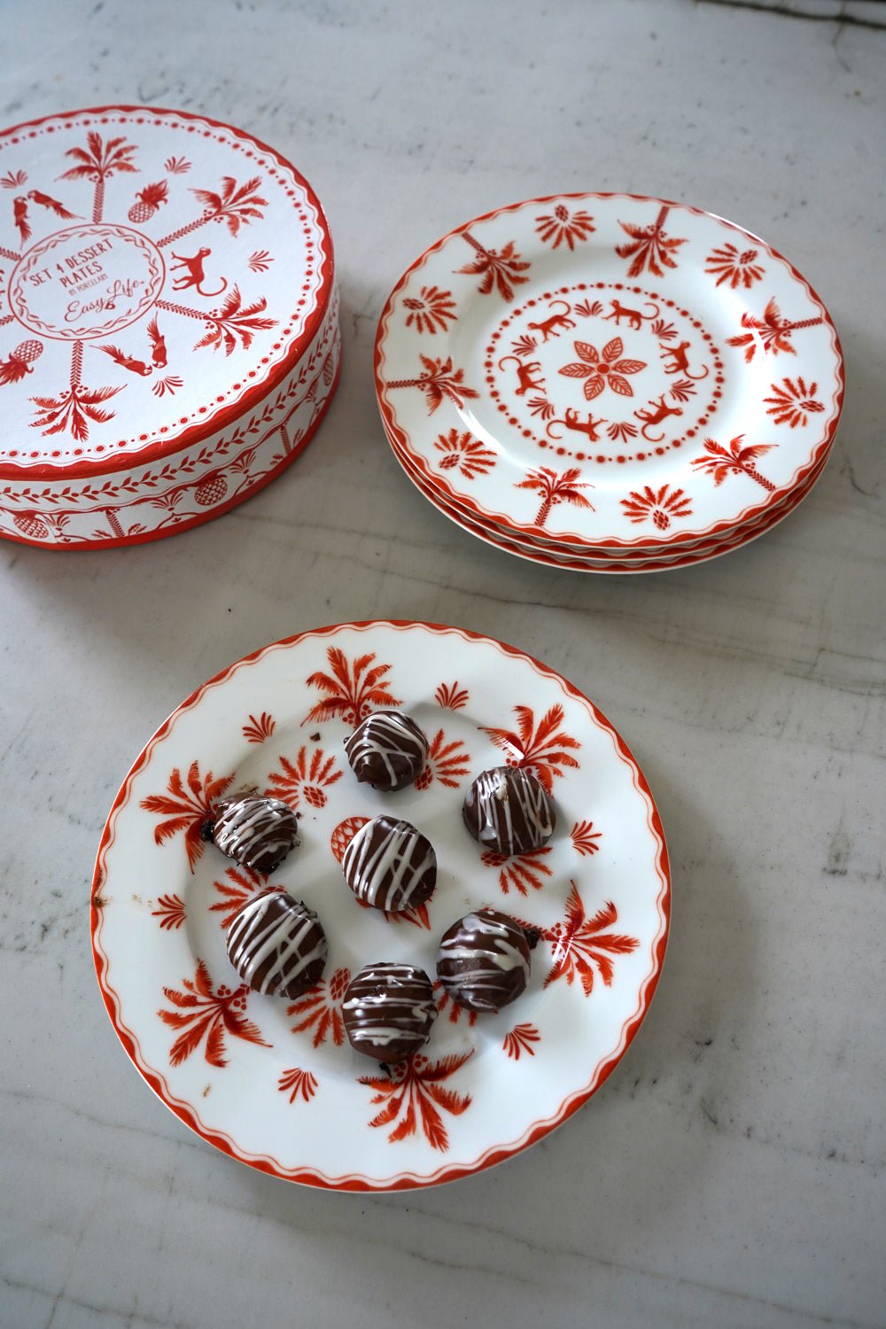 Set 4 Platos de Postre de Porcelana Diseño Exotic Vibes