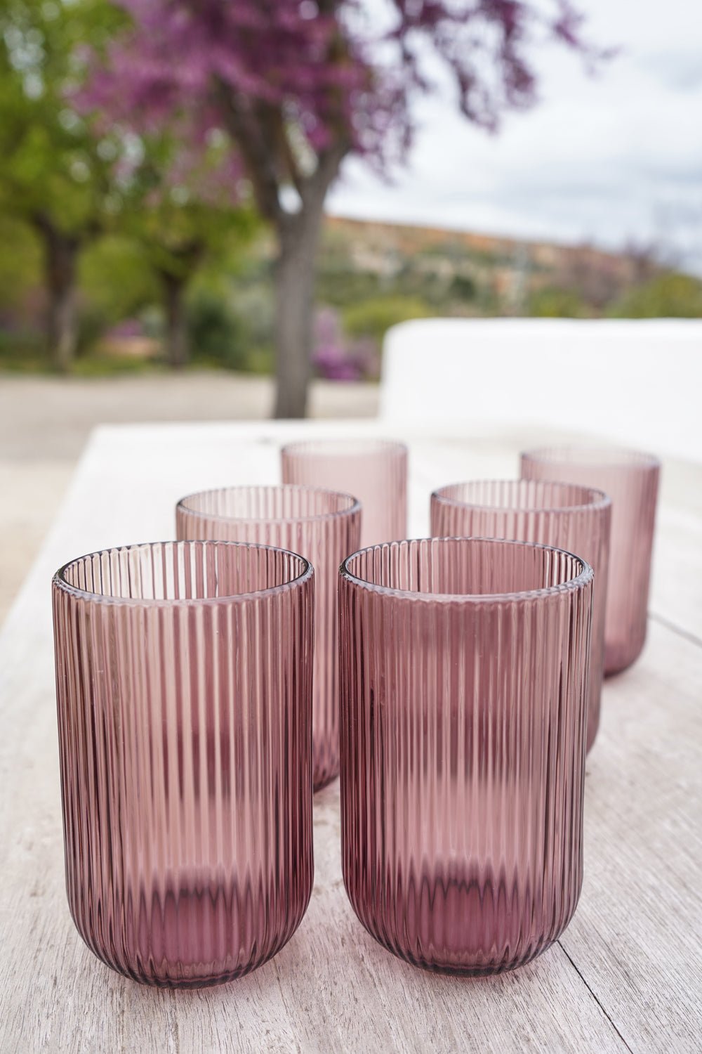 Set 6 Vasos Altos De Diseño Rosados Cristina Oria