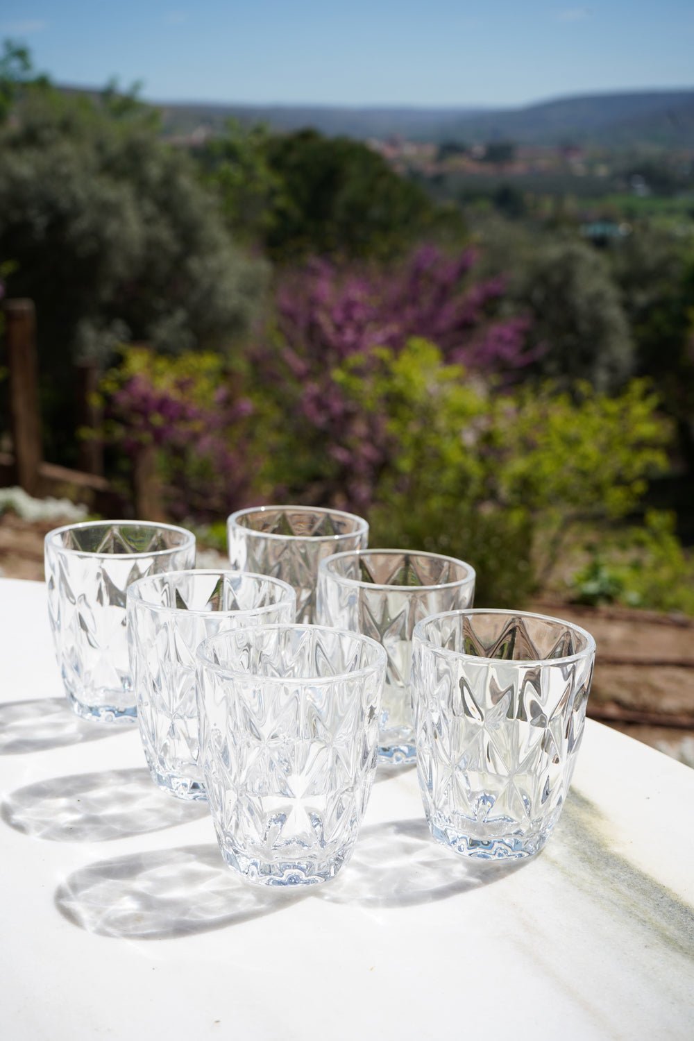 Set 6 Vasos Cristal Transparente Rombos