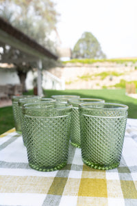 Set 6 Vasos Cristal Verde Picos Cristina Oria