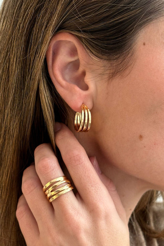 Combinación Anillo & Pendientes Argollas Cristina Oria 