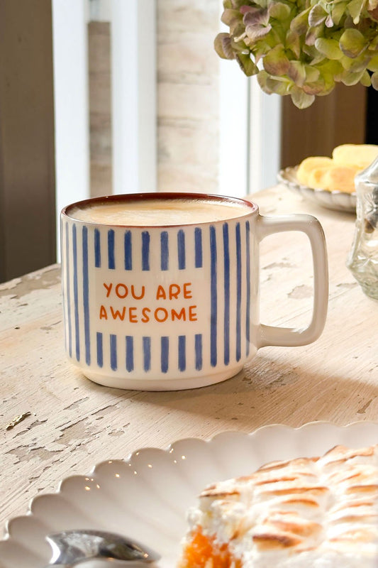 Taza Rayas Azules "You Are Awesome" Cristina Oria 