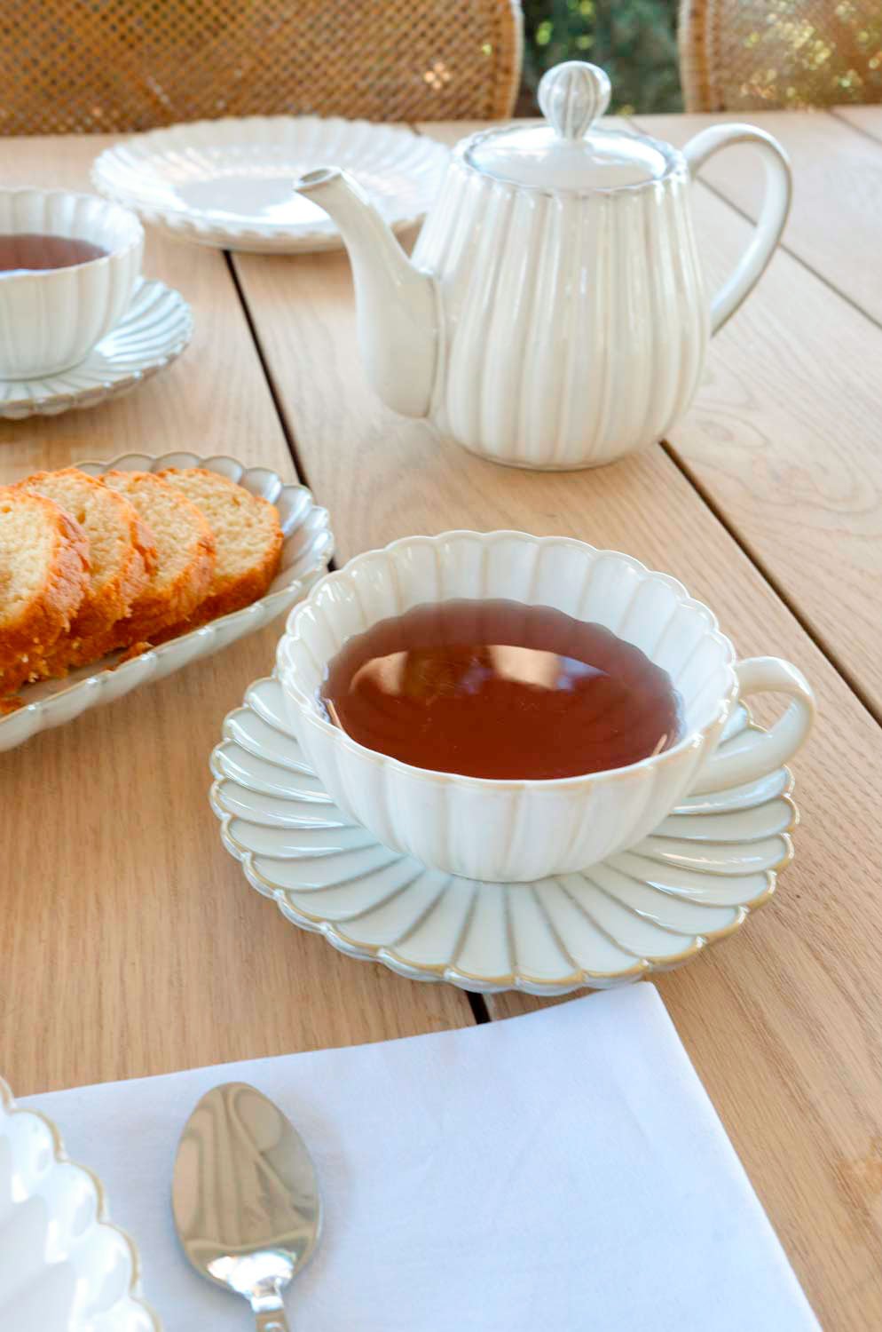 Taza Y Plato Blanca Flor Co