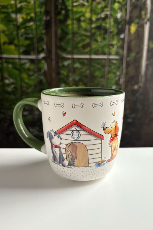 Taza Diseño Perritos Mango Verde Cristina Oria