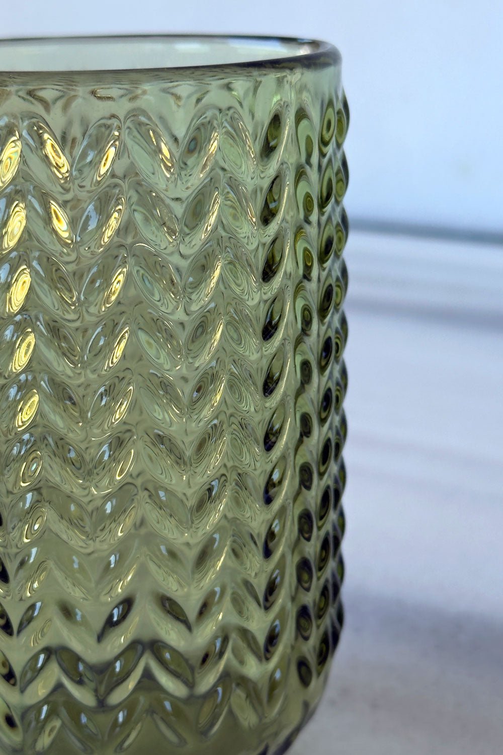 Detalles Set 6 Vasos Alto Cristal Verde ZigZag Cristina Oria