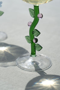 Copa Champagne De Vidrio Soplado Diseño Botánico Flor Rosa - Cristina Oria