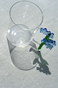Mug De Vidrio Soplado Diseño Botánico Flor Azul - Cristina Oria