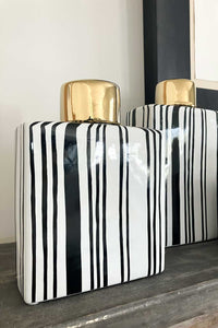 Tibor De Porcelana Con Diseño De Rayas Blancas Y Negras - Cristina Oria