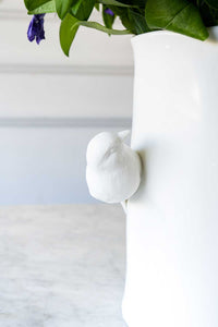 Florero Porcelana Blanco Con Pájaros Ancho - Cristina Oria