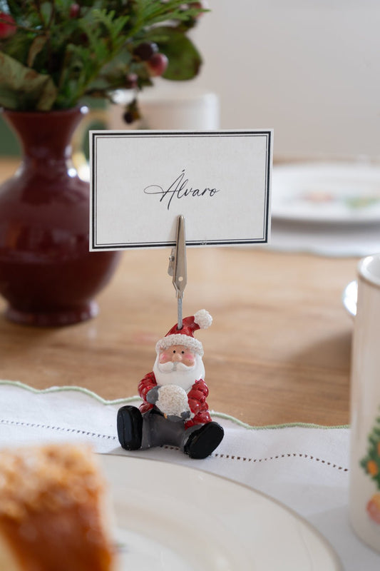 Soporte Para Tarjetas Diseño Papa Noel Y Bola De Nieve - Cristina Oria