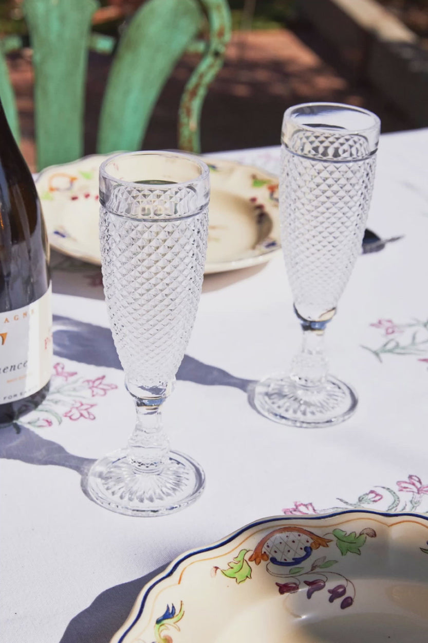 Set 6 copas de champagne transparentes con diseño de picos cristina oria