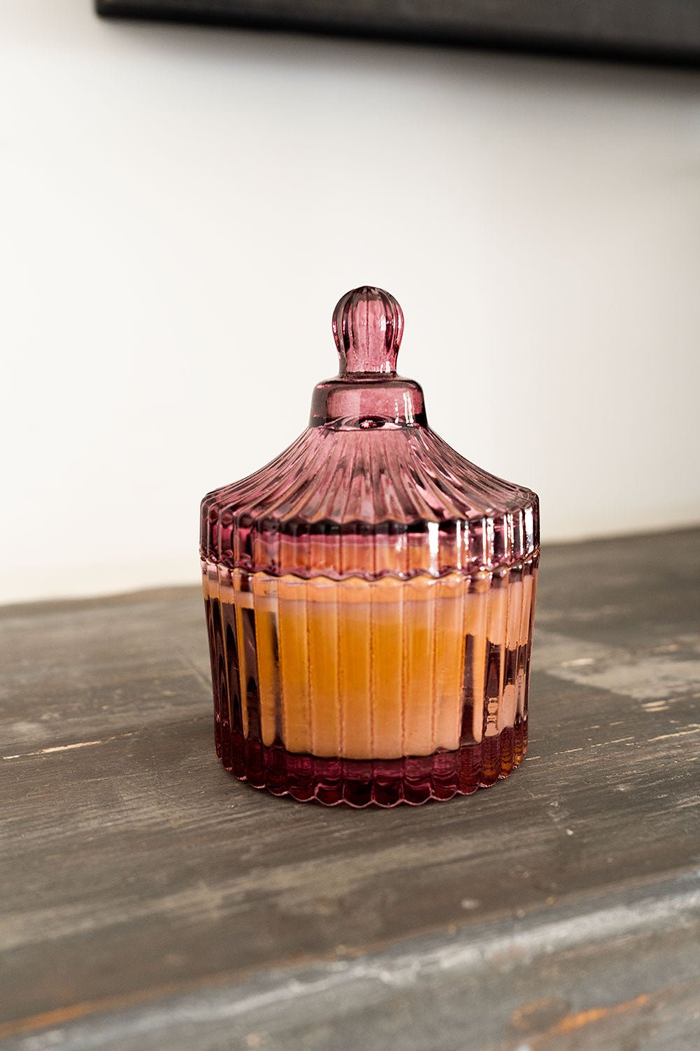 Vela tarro de cristal rosa cristina oria