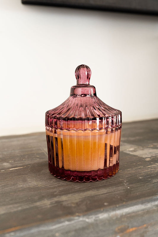 Vela tarro de cristal rosa cristina oria