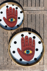 Bandejas De Porcelana Con Diseño Hand Good Luck - Cristina Oria