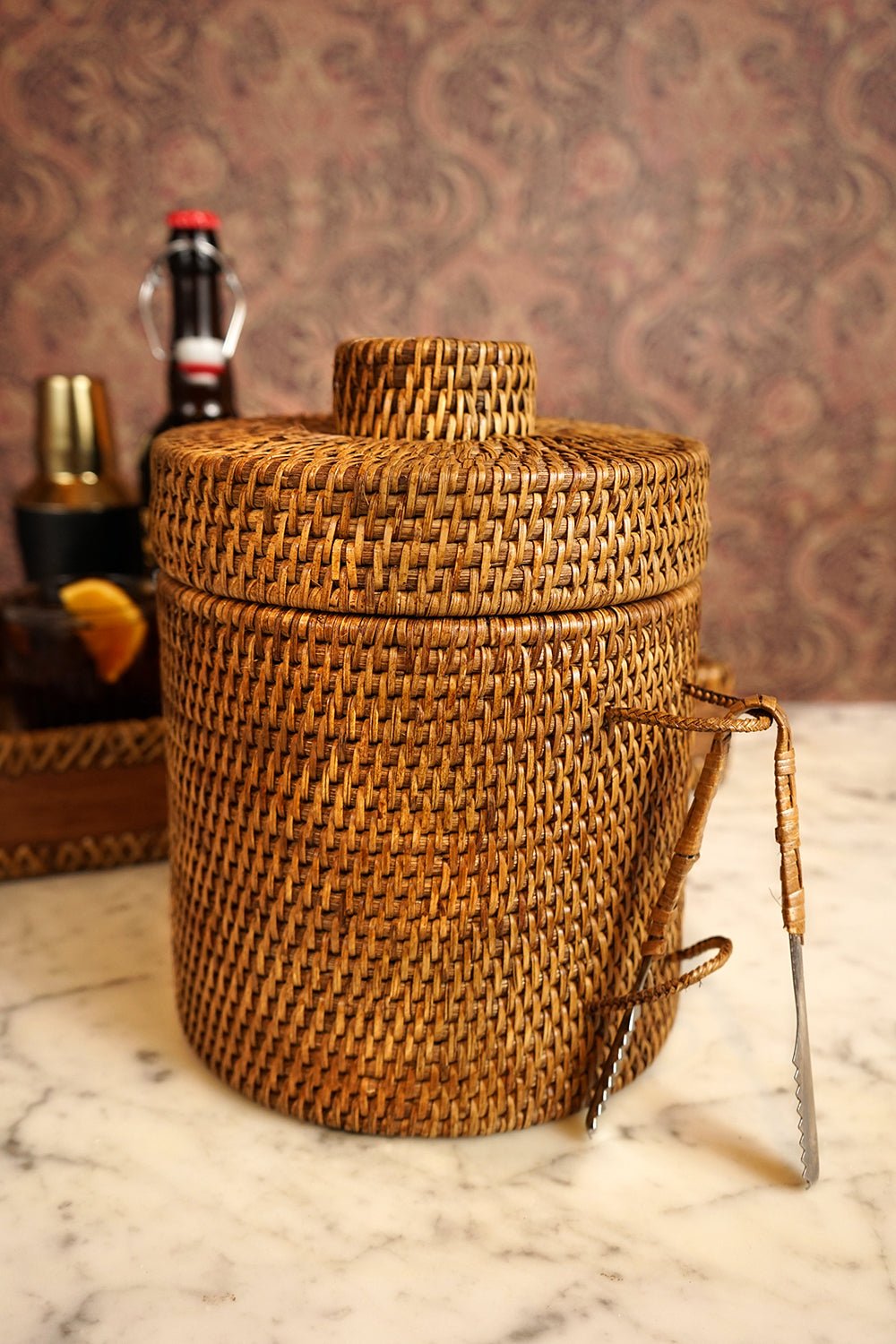 Cubitera Pequeña De Ratán Con Pinza - Cristina Oria