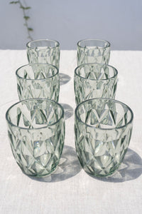 Set 6 Vasos Verdes Acrílicos Con Diseño De Rombos - Cristina Oria