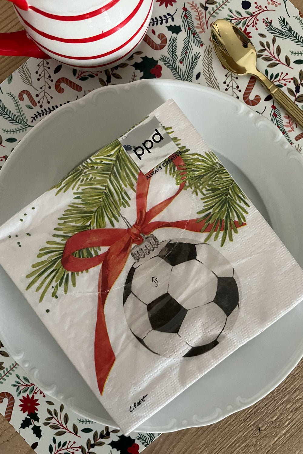 Servilletas Pelota de Fútbol de Navidad - Cristina Oria