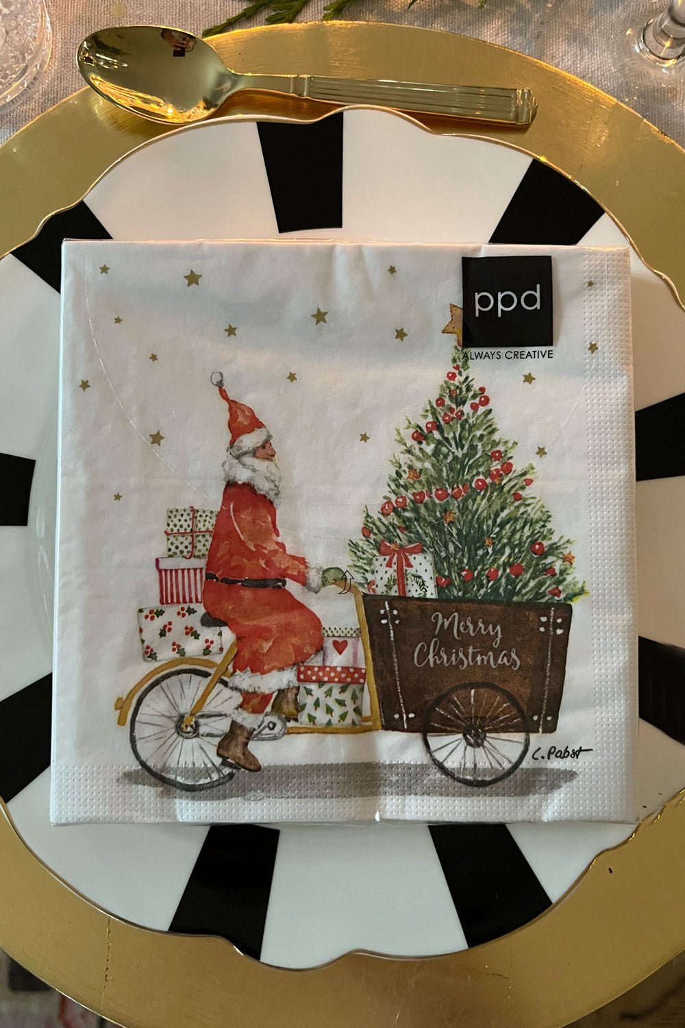 Servilletas Papá Noel en Bicicleta Grandes - Cristina Oria