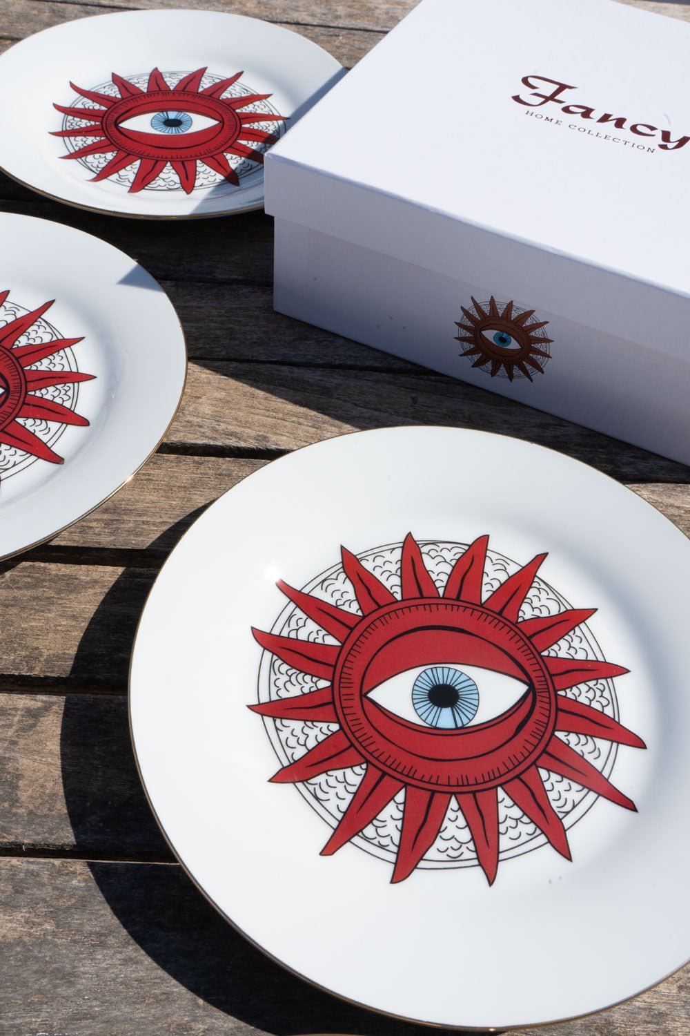 Set 6 Platos De Porcelana Con Diseño Good Luck - Cristina Oria