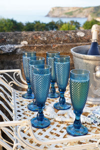 Set 6 Copas Cristal Champagne Azul Oscuro Picos - Cristina Oria