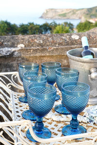 Set 6 Copas Cristal Vino Azul Oscuro Picos - Cristina Oria
