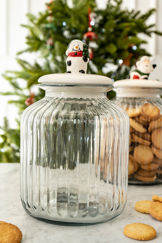 Tarro De Cristal Grande Con Tapa De Navidad