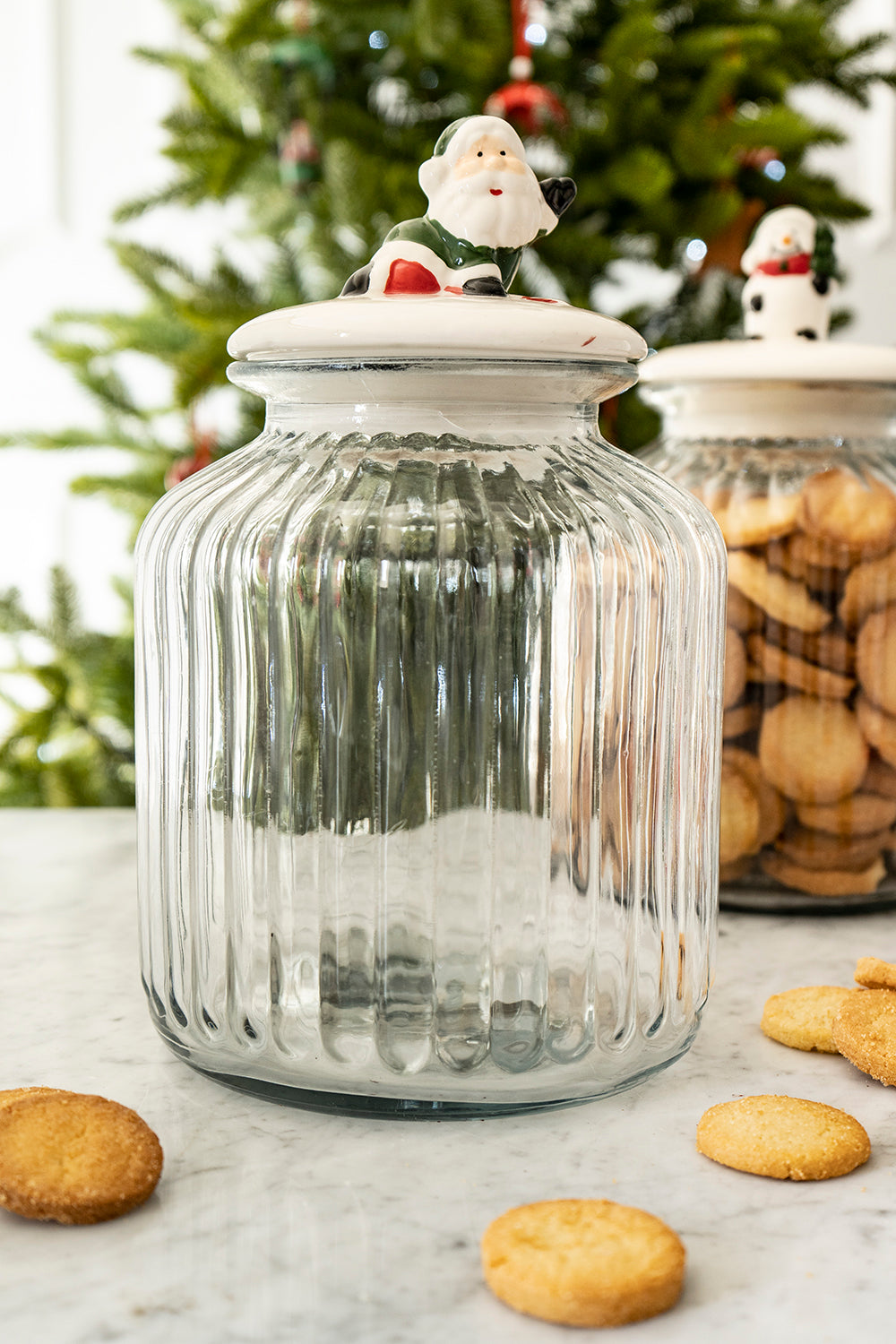 Tarro De Cristal Grande Con Tapa De Navidad