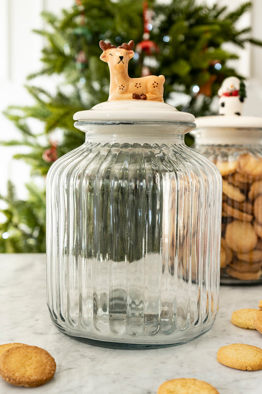 Tarro De Cristal Grande Con Tapa De Navidad