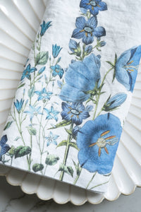 Set 6 Servilletas De Lino Con Diseño De Flores Azules - Cristina Oria