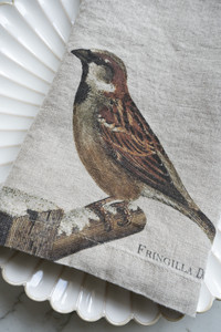 set 6 servilletas de lino con diseño de aves primera calidad cristina oria