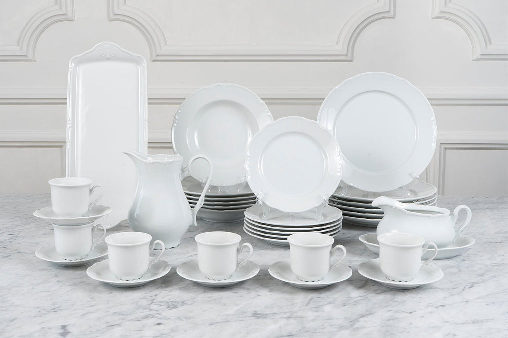 Juego Vajilla Vajilla En Easy Vajilla Blanca Con Relieve Completa