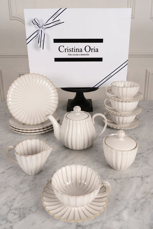 Vajilla Blanca Flor Hora Del Té Completa - Cristina Oria