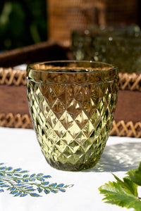 Set 6 Vasos Cristal Verde Rombos - Cristina Oria