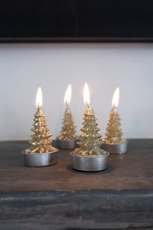 Cuatro Velas Con Forma De Árbol De Navidad De Cera Y Purpurina - Cristina Oria