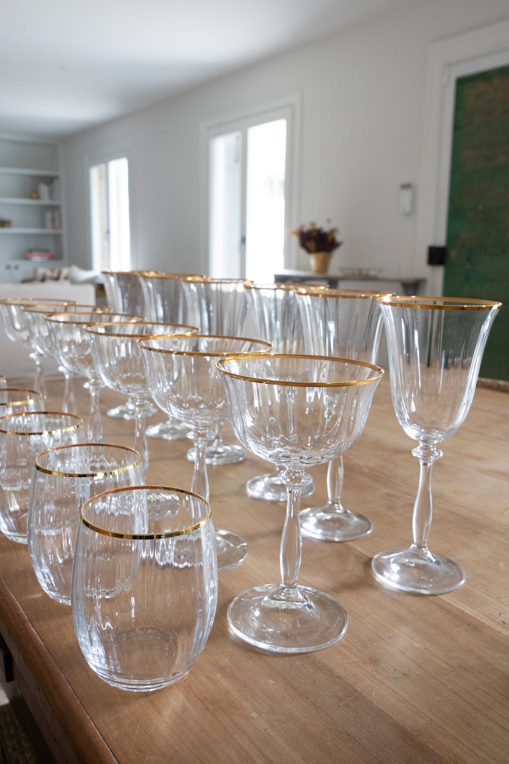 Set De 6 Copas De Champagne De Cristal Con Filo Dorado - Cristina Oria