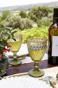 Copa Cristal Vino Verde Rombos - Cristina Oria