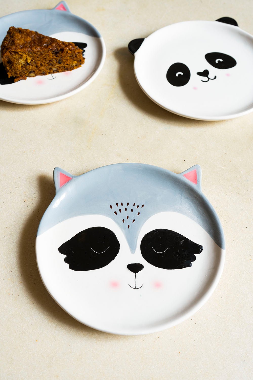 platos caras de animales mapache cristina oria