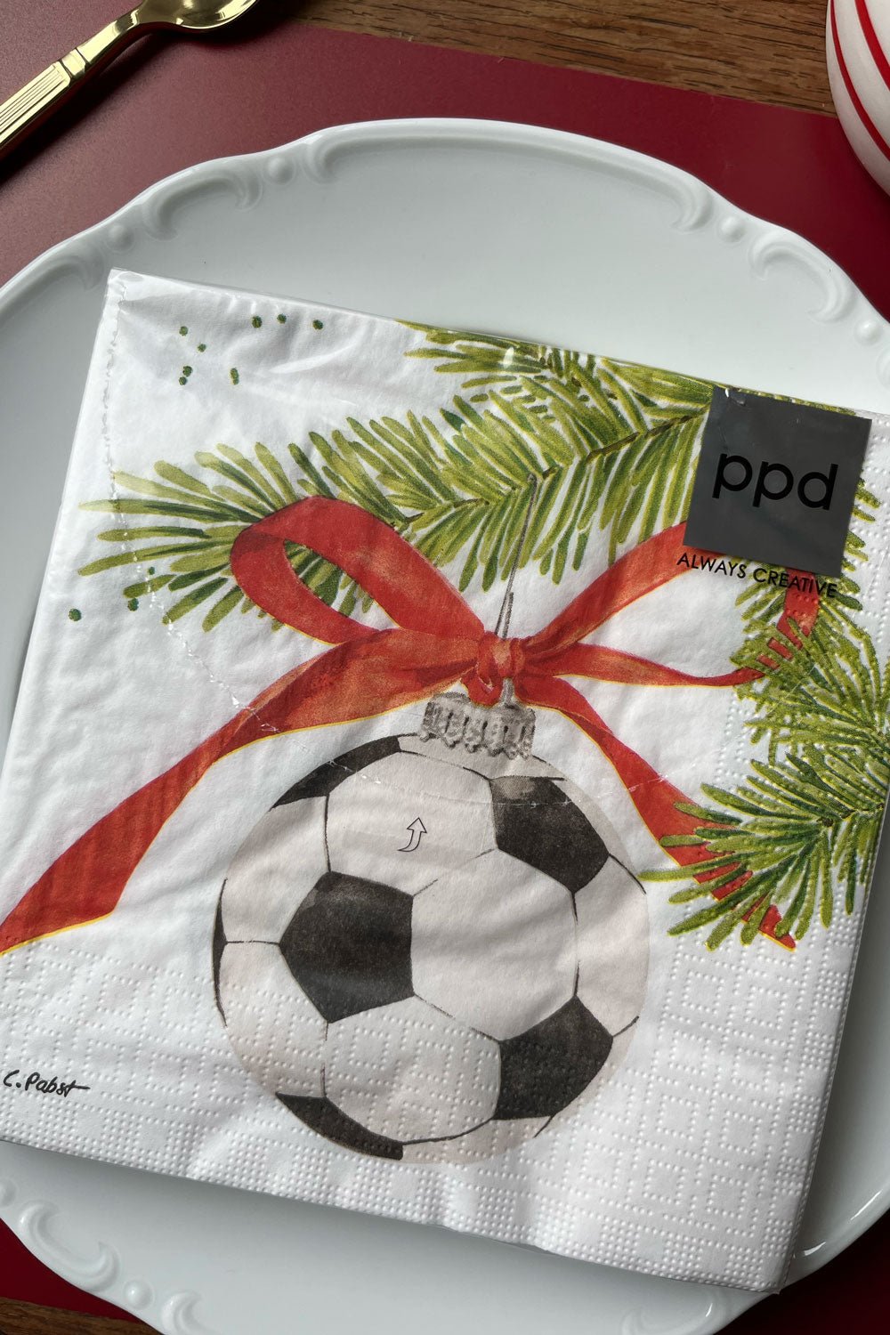 Servilletas Pelota de Fútbol de Navidad - Cristina Oria